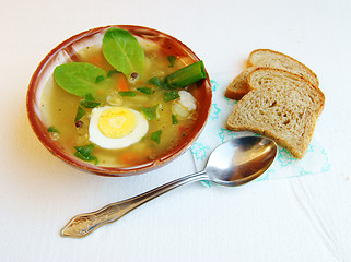 Image showing Soup and bread