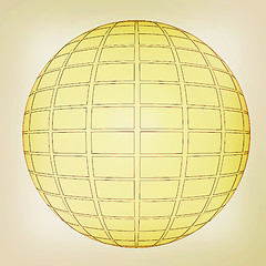 Image showing Gold Ball 3d render . 3D illustration. Vintage style.