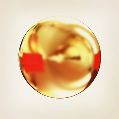 Image showing Golden Shiny button. 3D illustration. Vintage style.