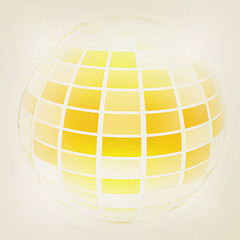 Image showing Yellow 3d globe icon with highlights . 3D illustration. Vintage 