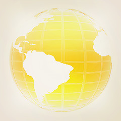 Image showing Yellow 3d globe icon with highlights . 3D illustration. Vintage 