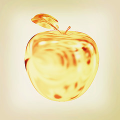 Image showing Gold apple. 3D illustration. Vintage style.