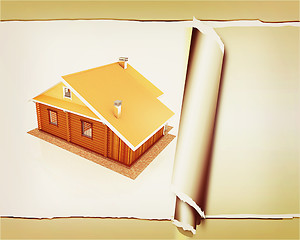 Image showing background from wooden travel house or a hotel with torn paper .