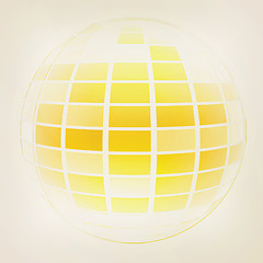 Image showing Yellow 3d globe icon with highlights . 3D illustration. Vintage 