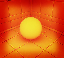 Image showing Corner in the room with ball . 3D illustration. Vintage style.