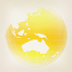 Image showing Yellow 3d globe icon with highlights . 3D illustration. Vintage 