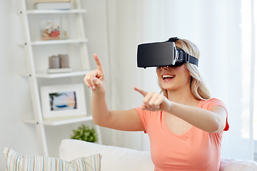 Image showing woman in virtual reality headset or 3d glasses