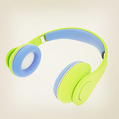 Image showing headphones. 3D illustration. Vintage style.