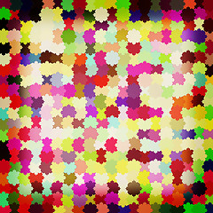 Image showing Many-colored puzzle pattern. 3D illustration. Vintage style.