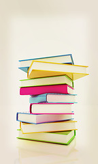 Image showing colorful real books. 3D illustration. Vintage style.