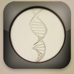 Image showing Glossy icon with DNA. 3D illustration. Vintage style.