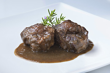 Image showing bull oxtail with sauce traditional spanish cuisine