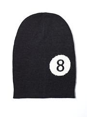 Image showing black woolen handmade cap basketball ball alike