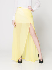 Image showing fashionable youn slim woman posing in look book