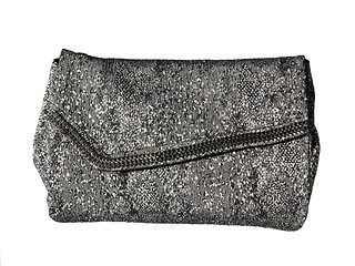 Image showing feminine gray handbag in clear background