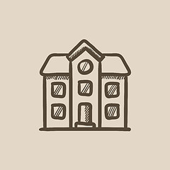 Image showing Two storey detached house sketch icon.