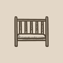 Image showing Baby cot sketch icon.