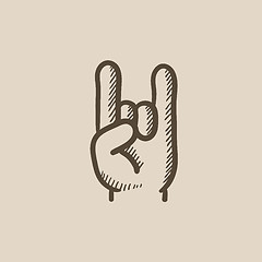 Image showing Rock and roll hand sign sketch icon.