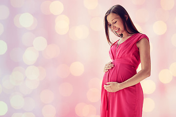 Image showing happy pregnant woman with big tummy
