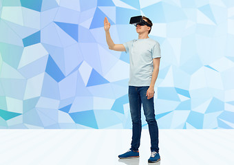 Image showing happy man in virtual reality headset or 3d glasses