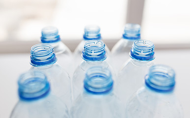 Image showing close up of empty used plastic bottles on table