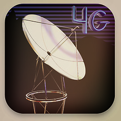Image showing Satellite dish icon . 3D illustration. Vintage style.
