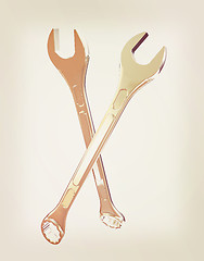 Image showing Crossed wrenches . 3D illustration. Vintage style.