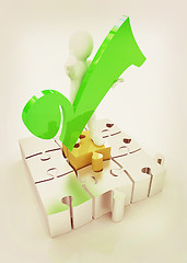 Image showing The best choice of puzzles with 3d man . 3D illustration. Vintag