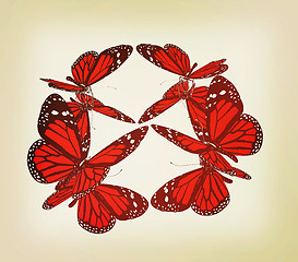 Image showing Butterflies. 3D illustration. Vintage style.