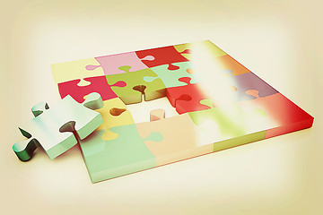 Image showing Many-colored puzzle pattern. 3D illustration. Vintage style.