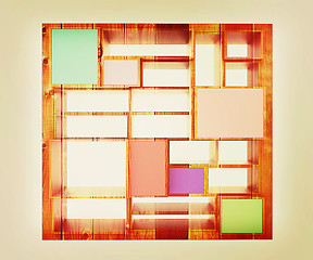 Image showing 3d isolated Empty wood colorful bookshelf . 3D illustration. Vin