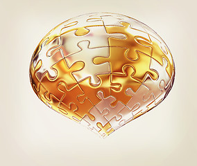 Image showing Puzzle abstract sphere . 3D illustration. Vintage style.