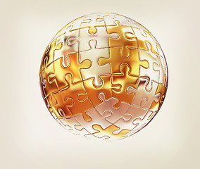 Image showing Puzzle abstract sphere . 3D illustration. Vintage style.