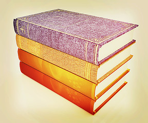 Image showing The stack of books . 3D illustration. Vintage style.