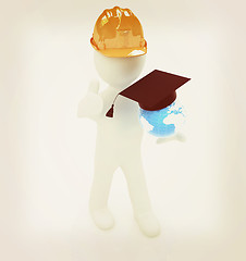 Image showing 3d man in a hard hat with thumb up presents the best global tech