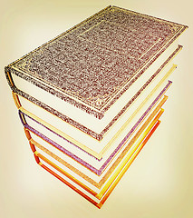 Image showing The stack of books. 3D illustration. Vintage style.