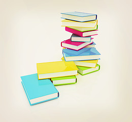 Image showing colorful real books. 3D illustration. Vintage style.