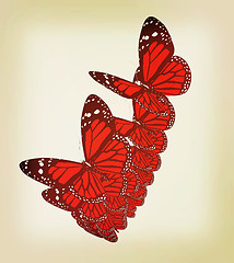 Image showing Butterflies. 3D illustration. Vintage style.