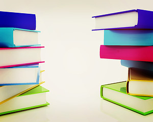 Image showing colorful real books. 3D illustration. Vintage style.