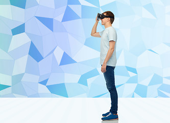 Image showing happy man in virtual reality headset or 3d glasses