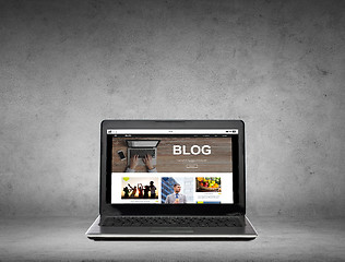 Image showing laptop computer with blog web page on screen