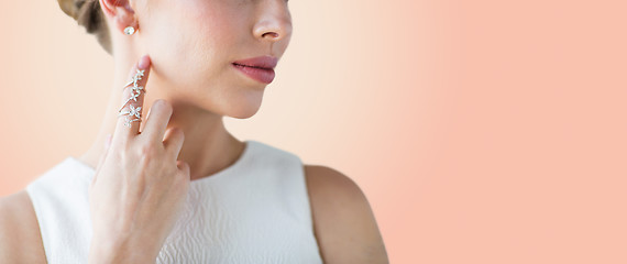 Image showing close up of beautiful woman with ring and earring