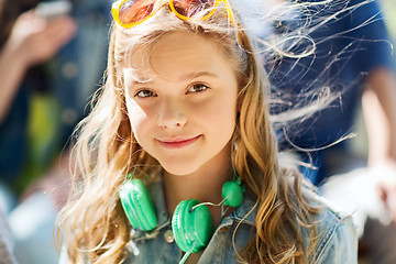 Image showing happy teenage girl with headphones