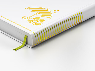 Image showing Security concept: closed book, Family And Umbrella on white background