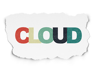 Image showing Cloud networking concept: Cloud on Torn Paper background