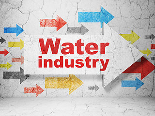 Image showing Manufacuring concept: arrow with Water Industry on grunge wall background