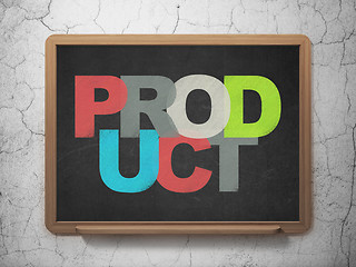 Image showing Marketing concept: Product on School board background