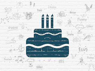 Image showing Holiday concept: Cake on wall background