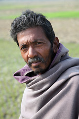 Image showing Portrait of a day laborer in Kumrokhali, West Bengal, India