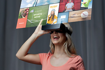 Image showing woman in virtual reality headset or 3d glasses